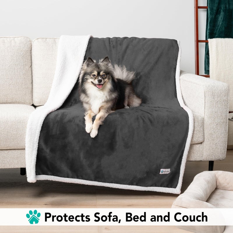 PetAmi Dog Blanket for Small Medium Dogs, Pet Bed Blanket Cat Puppy Kitten, Fleece Furniture Couch Cover Protector Sofa Car, Soft Sherpa Dog Throw Plush Reversible Washable, Mini 29x40 Dark Gray - Image 3